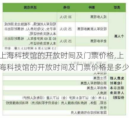 上海科技馆的开放时间及门票价格,上海科技馆的开放时间及门票价格是多少